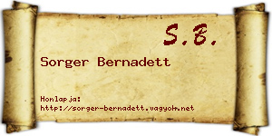 Sorger Bernadett névjegykártya